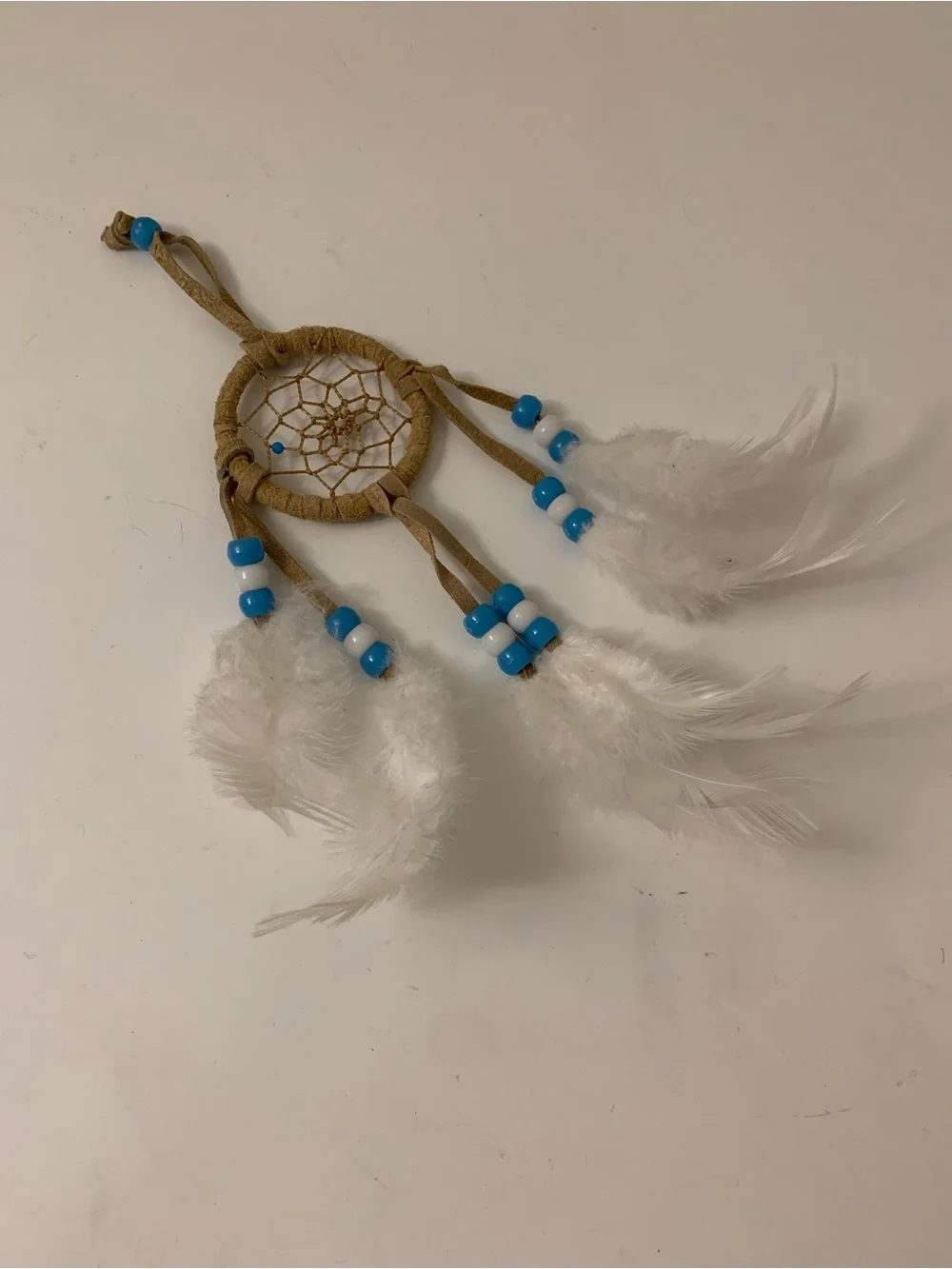 NEW White Feather Dreamcatcher with Turquoise Beads